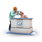 The Sims 4 Cats &amp; Dogs Key Art Vet Bulldog